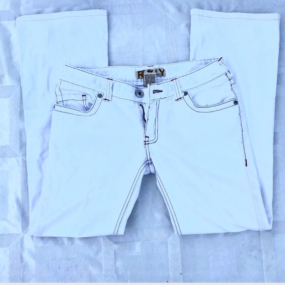 COPY - White Roxy Denim Stretch Flare Denim - Picture 4 of 5